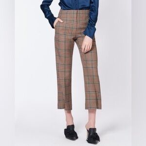 NWT $450 Veronica Beard Cormac Plaid Wool Blend Trousers
